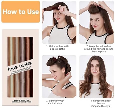 6Pcs Overnight Heatless Hair Curler Blowout Rods Jumbo Soft Hair Curler - Image 5