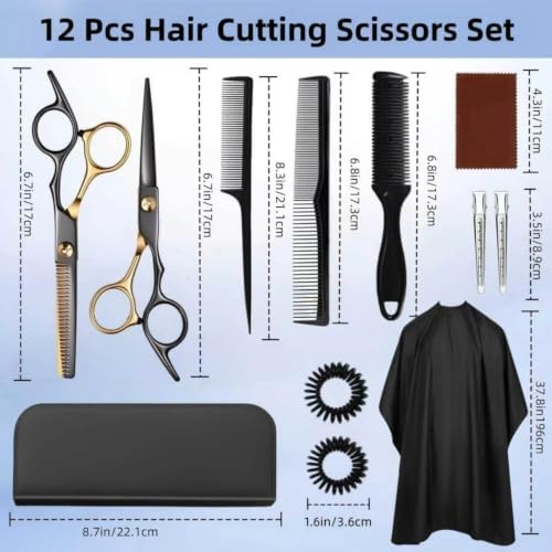 12 PCS Hair Cutting Scissors Kit, 6.5 Inch VG10 Shears for Home & Salon - Image 2