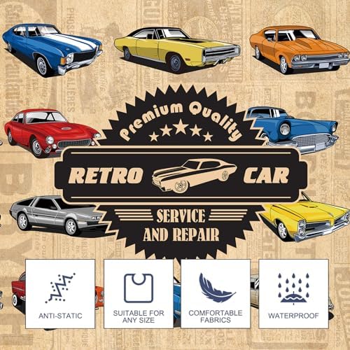Barber Cape for Men Professional Hair Cutting Salon Cape with Snaps Waterproof Hairdressing Styling Cape Gown Apron- 63”× 56”(Vintage Cars) - Image 3