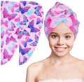 Basumee Microfiber Hair Towel Wrap for Kids Girls, Ultra Absorbent, 2 Pack by Basumee
