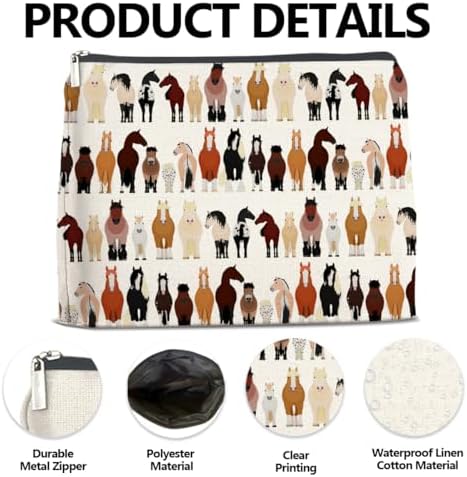 LyoGao Horses Gifts Makeup Bag, Horses Gifts for Animal Lovers Teen Girl Horse Stuff Cosmetic Bag - Image 3