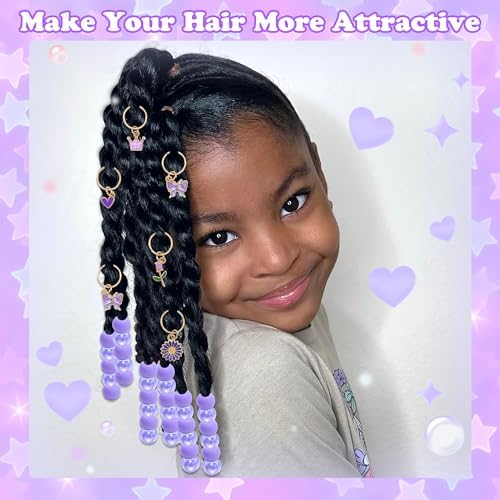 NAISKA 50PCS Purple Beads for Hair Multi-styles Hair Jewelry for Braids - Image 3
