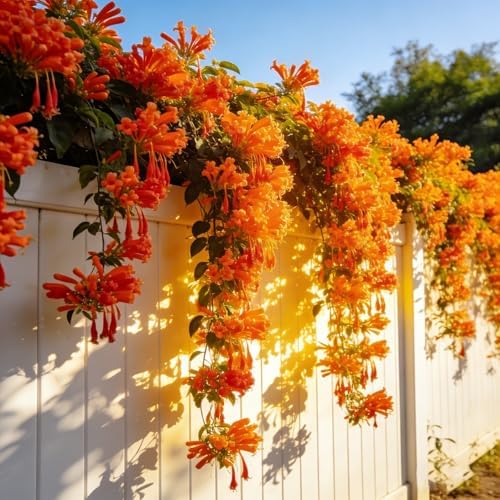 Flame Vine Plant Seeds, 100+ Climing Firecracker Vine Seeds Attracts Pollinators, Heirloom Pyrostegia Venusta Flower Seed for Garden Home Outdoor by Unknown