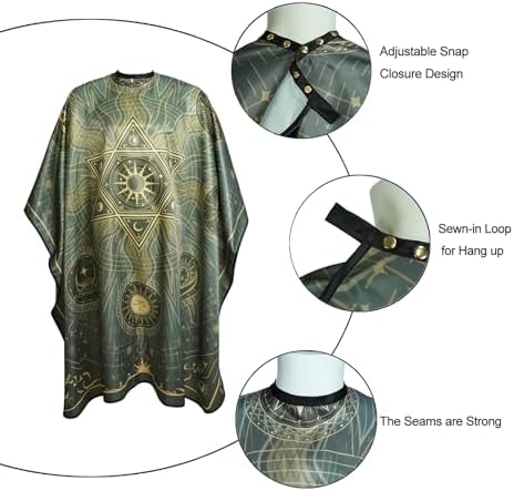 Barber Cape for Men Hairdresser Gown with Copper Snaps, 63"×56" (Sun) - Image 4
