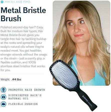 Gimme Beauty Metal Bristle Brush, Stainless Steel Bristles - Image 2