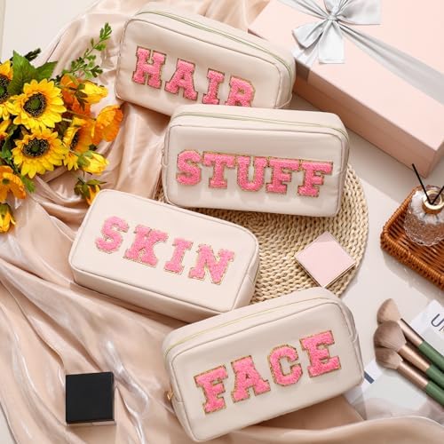 Remerry 4 Pcs Preppy Makeup Bags,Gentle White - Image 2