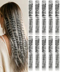 10 Pcs Sliver Gray Hair Extensions, Raccoon Tail Striped Accessories 22 In by Olldag