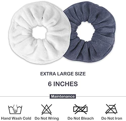 IVARYSS Super Towel Scrunchies for Drying Hair, Absorbent and Soft Microfiber for Frizz Free, Large Thick Ponytail Holder Wet Hair Accessories for Women and Girls, 4 PCS (White Grey) - Image 4