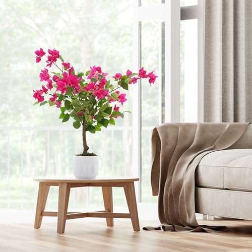 2 Pack Artificial Bougainvillea Tree, 2.5FT Faux Bougainvillea Plant with Vibrant Pink Flowers, Potted Fake Tree for Indoor Outdoor Home Office Garden Porch Decoration - Image 6