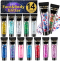 AROIC 14 Colors Body Glitter, Mermaid Fairy Hair Glitter Gel for Kids by AROIC