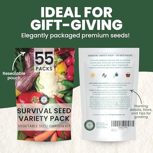 55 Vegetable Seed Packets | Survival Variety Pack | 2026 Season | Individually Packed Vegetables, Herbs and Fruits | Emergency Seed Vault for Doomsday Prepping | by Family Sown - Image 2