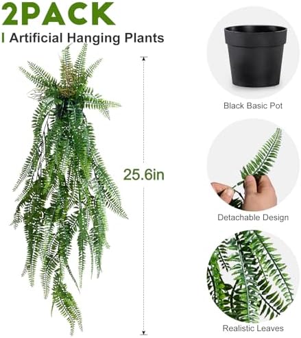 Artificial Hanging Plant 2 Pcs Faux Eucalyptus Vine Ivy Vine Faux Plant Fake Potted Greenery for Wall Living Room Home Shelf Office Bathroom Outdoor Indoor Decor (Type 3) - Image 2