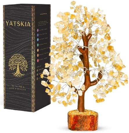 YATSKIA Citrine Crystal Tree of Life, Unique Gifts for Women, Mom & Sister, Handmade Gemstone Money Tree, Boho Room, Shelf & Office Desk Decor, Birthday Gifts by YATSKIA