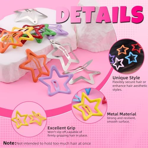 22PCS Colorful & Silver Star Hair Clips,1.57 Inch Y2K Star Hair Accessories - Image 4