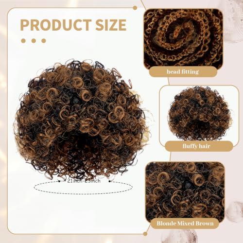 Gejoy Mens Disco Costume Set, 70s Afro Wig Glasses Chain, Brown Black Hair - Image 2