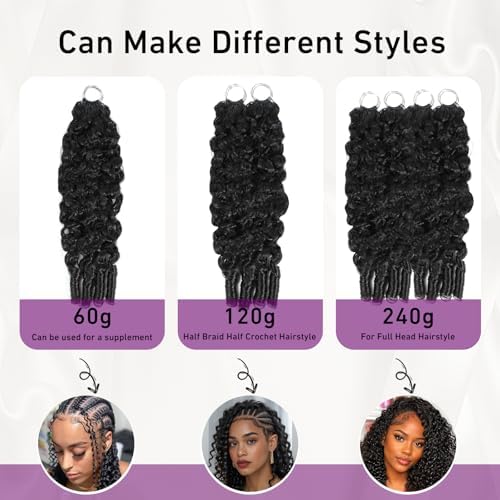 Burmese Curly Crochet Human Hair 22 Inch 60g Human Crochet Hair for Black Women Miracle Knots Hair Pre-Separated Feather Crochet Human Hair Bundles Invisible Hair Extensions Natural Black - Image 5