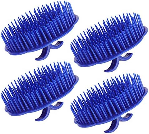 Segbeauty Palm Brush Hair, 4Pcs Scalp Massage Shampoo Brushes, Hair Brushes Men Beard Comb, Shampoo Deep Cleaning Scalp Scrubber for Washing Hair Pet Shower Grooming Travel Salon Barber Stylist Blue by Segbeauty