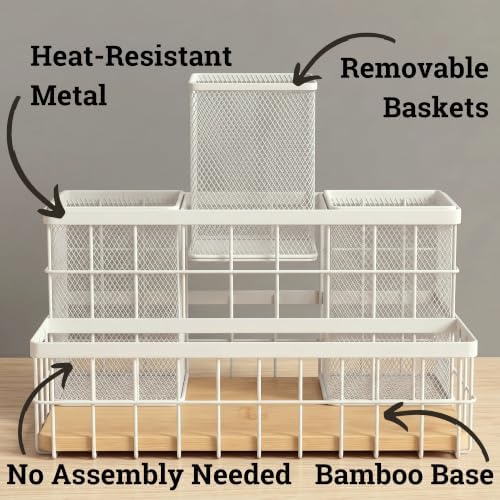 Hair Tool Organizer Countertop, Breathable Metal & Bamboo, Heat-Resistant - Image 2