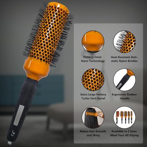 5pcs Round Brushes for Blow Drying&Boar Bristle Detangling Hair Brush - Image 2