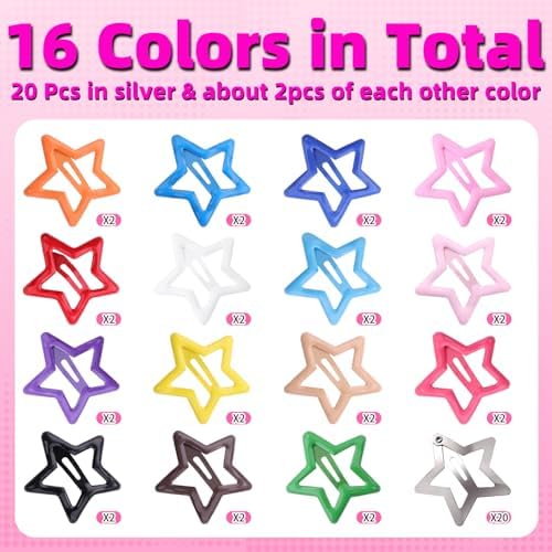 50PCS Colorful & Silver Star Hair Clips,1.18 Inch Y2K Star Hair Accessories - Image 3