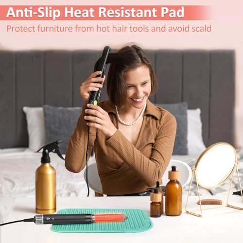 2 Pack Heat Resistant Mat Large Silicone Hot Hair Tools Holder for Curling Irons Flat Iron Hair Styling Tools Mat Portable Vanity Pad - Image 2