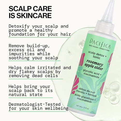 Pacifica Scalp Detox Set – Rosemary Apple Cider Vinegar Scalp Exfoliating Tonic with Scalp Massager Brush, Deep Cleansing & Clarifying Treatment for Buildup, Dry Flaky Scalp, Vegan - Image 5