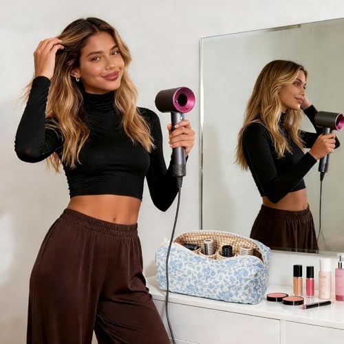HiTotes Hair Tools Travel Bag Compatible with Dyson Airwrap Cute Floral Travel Case for Shark Flexstyle Hair Tools Organizer - Image 4