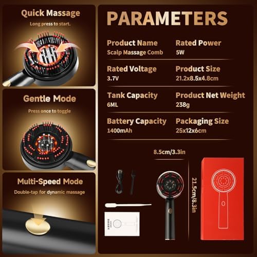 3 in 1 Scalp Massager Hair Growth Hair Oil Applicator,Electric Scalp Brush for Home Electric Head Massager (Standard - Scalp Massager) - Image 7