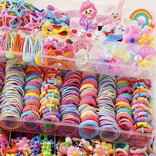 618 Pieces Kid Hair Accessories For Girl, Colorful Rubber Bands Craft Set - Image 6