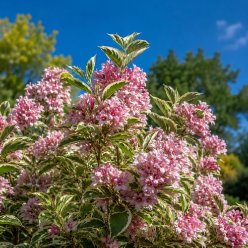 Variegated Pink Weigela Live Plant, Quart Pot, Vigorous Flowering Shrub for Pollinator Gardens and Yards - Image 2