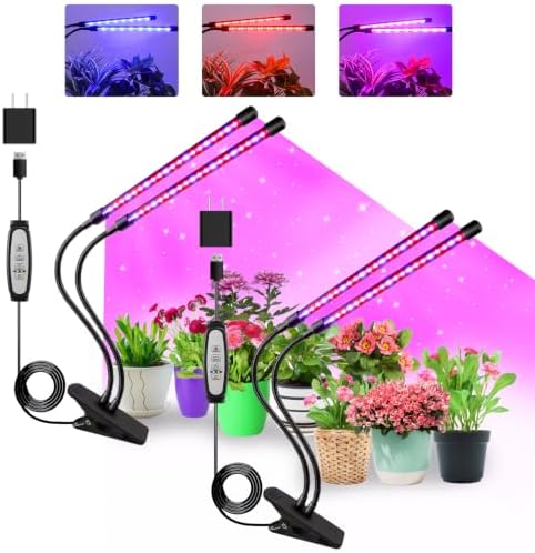 Grow Lights for Indoor Plants, Full Spectrum Dual-Head Clip Plant Lights by SDOVUERC