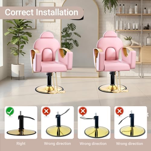 Salon Barber Chair for Hair Stylist, Professional Reclining Hydraulic Styling Chair with Heavy-Duty Pump, All Purpose Hairdresser Chair for Barbershop, Braiding, Shampoo, Spa Equipment, Cute Pink - Image 5