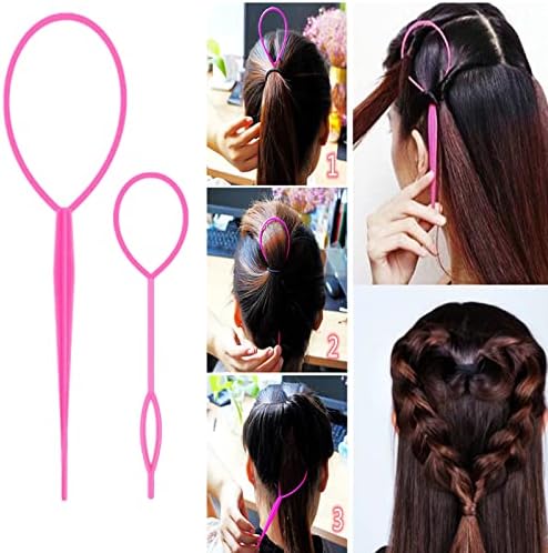 5Pcs Slick Back Brush Set with Topsy Tail Tool, Teasing Bristle, Rat Comb for Women & Girls Hair Styling, Flyaways Control and Edge Combing - Pink - Image 5