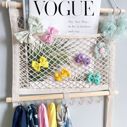 ALinmo Headband Holder Hair Bows Organizer for Baby Girls Large Capacity Bow Holder Hair Accessories Wall Hanging Organizer for Toddler Baby Girl Nursery Room Decor - Image 4
