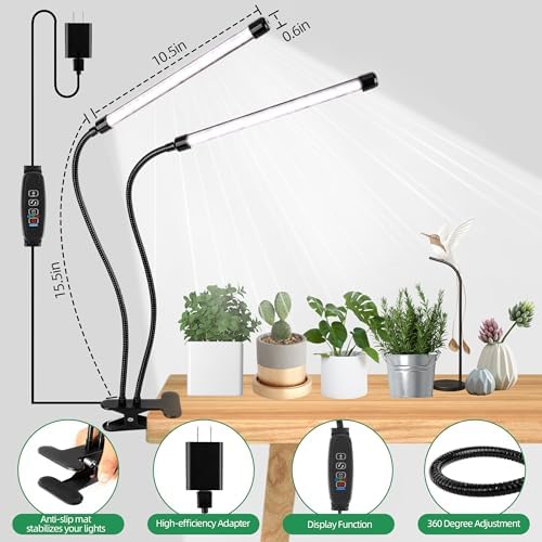 Plant Grow Light 6500K Full Spectrum 84 LED with Clip Grow Lamp 2PCS - Image 2