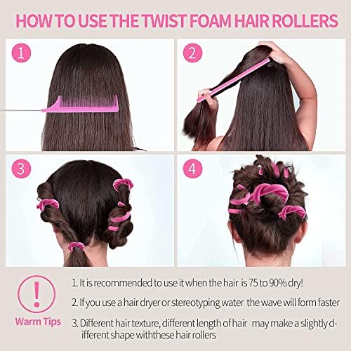 30PCS 9.45" Flexi Rods Curlers Set for Short and Long Hair, No Heat Foam Rollers with Steel Comb Buytta (Pack of 3) - Image 5