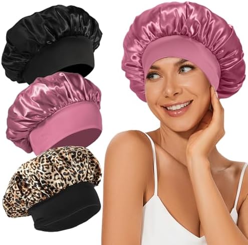 3Pcs Satin Bonnet Silk Bonnet, Hair Bonnet for Sleeping, by LEADUWAY