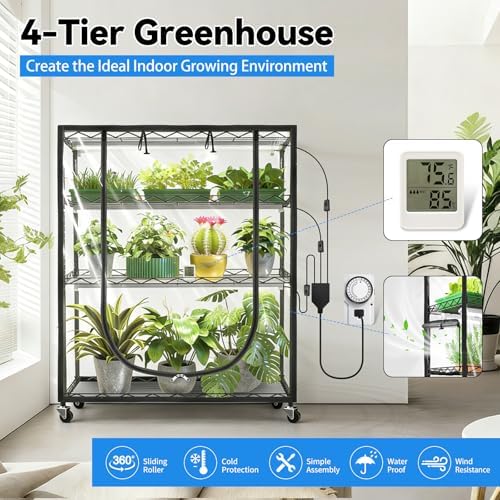 JESLED Indoor Greenhouse with Grow Light, 35.4x13.8x59IN - Image 3
