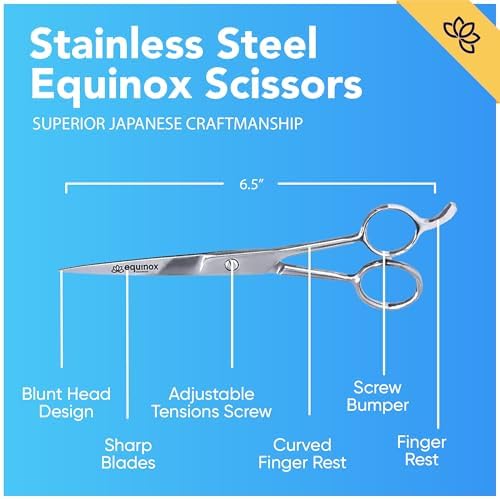 Equinox International, Professional Hair Scissors, Hair Cutting Scissors Professional, 6.5” Overall Length, Barber Scissors For Men & Women, Premium Shears For Salon & Home Use (Ice Tempered, Silver) - Image 2