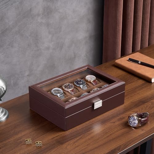 ProCase Watch Box, 10 Slot Mens Watch Display Case, Espresso - Image 3