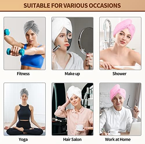 NEXCOVER Hair Towel Microfiber, 3 Pack White Grey Pink 9.8 inch X 25.5 inch Hair Wrap,Ultra Absorbent Hair Turbans,Fast Drying Head Towels for Women Wet Hair,Long,Curly,Thick,Frizzy Hair - Image 5
