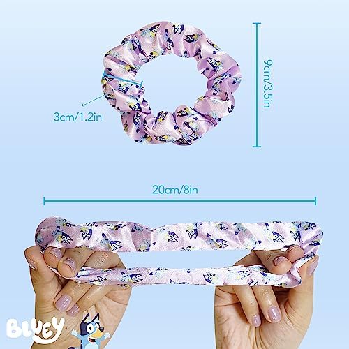 Bluey Hair Accessory 5 Pcs Set - 1 Regular 9 inch Bluey HairBrush For Girls + 4 Bluey Scrunchies For Kids - Accessories For Girls - Detangling Brush - Elastic Hair Ties Ropes Scrunchies Ages 3+ - Image 5
