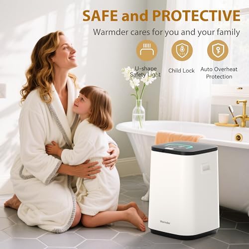Upgraded Towel Warmers for Bathroom, Towel Warmer Bucket with Timer 20/40/60Min, LED Display, Delay Timer Up to 24Hours, Auto Shut Off, Child Lock, Fits Two 40x70 Towels Blankets PJ's - Black - Image 3