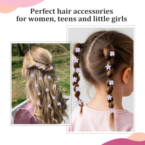 Purple Flower Mini Hair Clips Wedding & Beach Hair Accessories - Image 4
