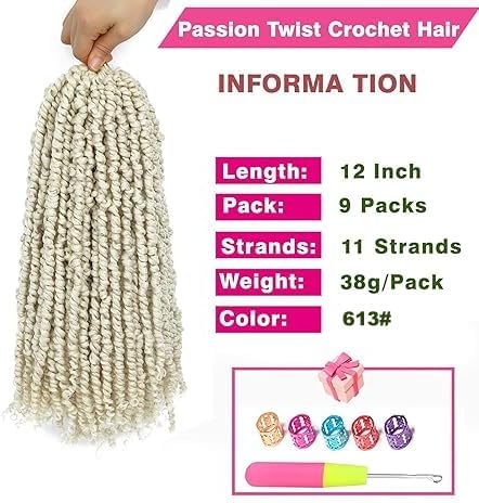 Passion Twist Crochet Hair 12" 613# Pre-Looped 9Packs - Image 4