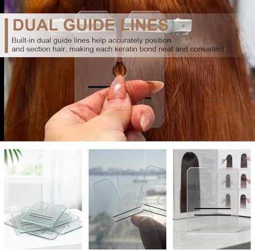 Keratin Extension Tool 10Pcs/Box Acrylic Hair Extension Heat Fusion Protector Shield Guards K Tip Single Hole Transparent Protective Plates with Storage Case Pre-Bonded Extensions - Image 4