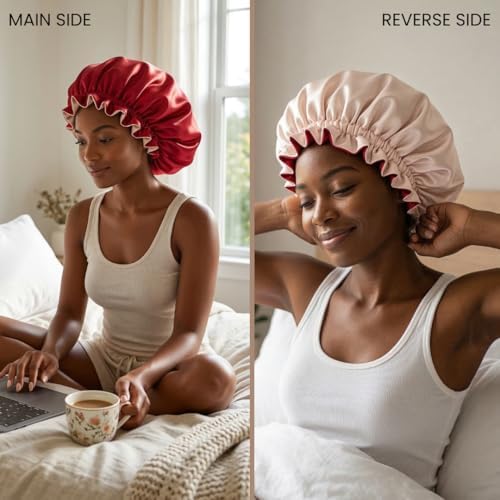 Silk Satin Hair Bonnet for Sleeping Reversible - Image 2
