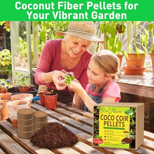 Riare 50 Pcs 30mm Organic Coco Coir Seed Starter Soil, Compressed Coconut Coir Potting Soil Mix for Seed Starting, Coconut Fiber Pellet for Planting Indoor & Outdoor Plants, Vegetables, Garden - Image 6