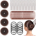 YINGFENG 134 Pcs Brown Hair Bun Maker Kit for Kids Small - 4 Hair Donuts for Buns, 20 Hair Nets for Buns, 100 U Shaped Bobby Pins, 10 Hair Bands, for Girls, Ballet Dance, Hair Accessories for Women by YINGFENG