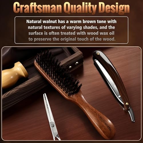 STYLEMATE Hair Brush for Men, Mens Nylon Stiff Bristles Hard Firm Hair Brush for Thick Hair, Slick Back Natural Black Walnut Wooden Handle for Smoothing, Detangling, Styling - Image 6